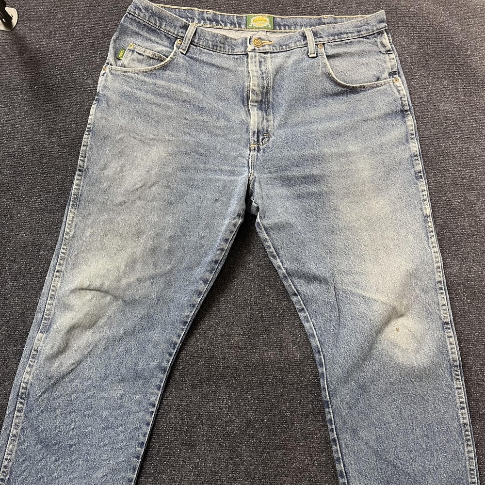 Cabelas‎ Roughneck Jeans Mens 40x29 Light Wash Blue Denim Straight Leg Casual